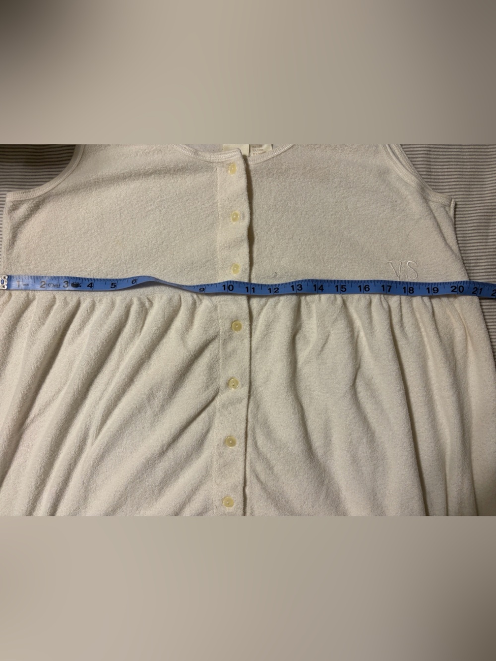 VTG 80s Victoria's Secret Gold Label Terry Cloth Midi Spa Dress Cream Size Large - Picture 8 of 10